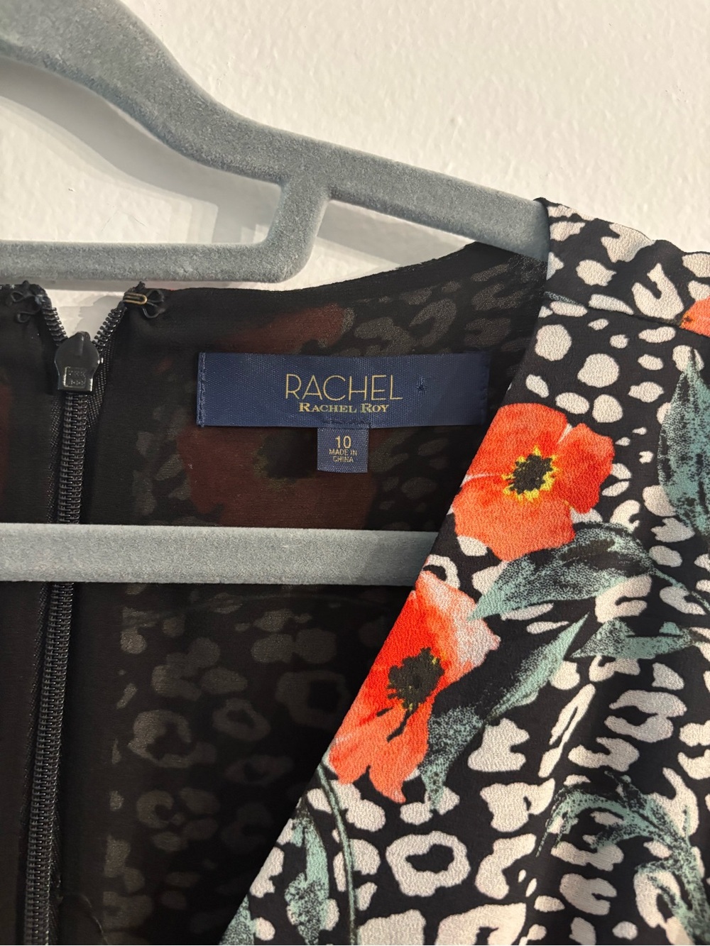 Rachel Rachel Roy Floral Wrap Maxi Dress in Black and Coral poppy floral ruffle - Picture 5 of 7